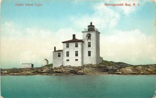 C1907 Chromolithograph Postcard; Dutch Island Light House Narragansett Bay Ri