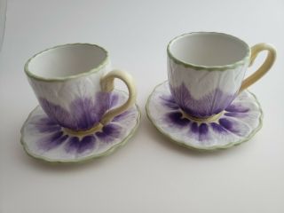 Longaberger Pottery Crocus Tea Cup & Saucer Set Of 2