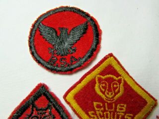 4 Vtg 1950s Boy Scout BSA Cub Scout Cloth Uniform Patches Eagle Bear Wolf 5