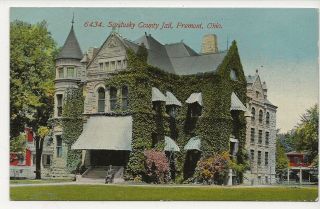Fremont,  Ohio.  Sandusky County Jail,  Mailed To Gibsonburg,  Ohio.  1913 Postcard