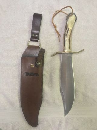 Western Bowie Knife W49 With Sheath And Stag Handle