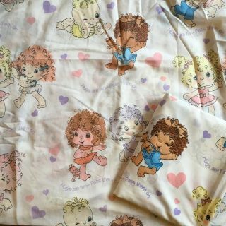 Vintage Hug A Bunch Full Size Sheets Flat Fitted Baby Dolls White Pink Purple