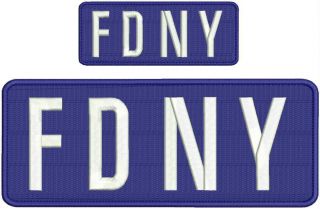F.  D.  N.  Y.  Embroidery Patch 4x10 And 2x5 Hook Navy Border White Letters No Dots