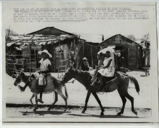 Eddie Adams Vintage 1967 Women Ride Donkey & Horse In Haiti Press Photo