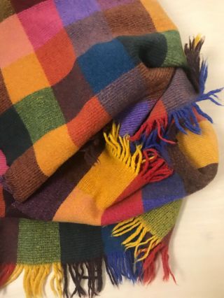 Vintage Faribo Wool Blanket Fringe Plaid 45”x48”