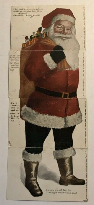 Rare Complete Set Of 4 Santa Claus Postcards - Installment Set Puzzle - 1906 Huld 
