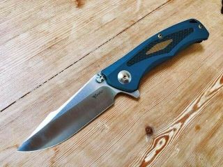 Reate Knives Torrent Blue Carbon Fiber Folding Knife