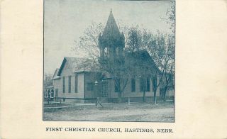 Vintage Postcard First Christian Church Hasting Ne Adams County,