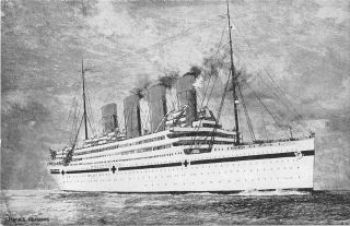 Ship Ocean Liner Britannic Titanic Sister Ship Hospital Ship Wwi Postcard 1916
