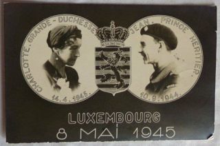 1946 Luxembourg Postcard Duchesse Charlotte & Prince Jean
