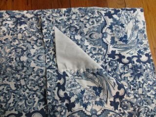 LAUREN RALPH LAUREN USA Vintage Blue White Exotic Birds Curtain Panels SET OF 2 3