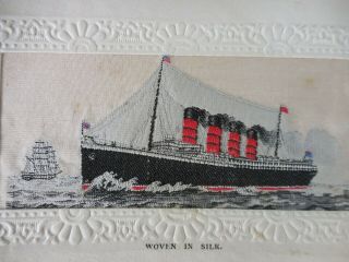 R.  M.  S.  Lusitania Cunard Line Woven Silk Stevengraph Postcard WW1 Disaster 2