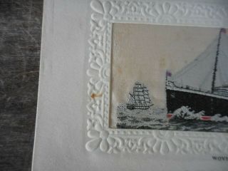 R.  M.  S.  Lusitania Cunard Line Woven Silk Stevengraph Postcard WW1 Disaster 3