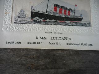 R.  M.  S.  Lusitania Cunard Line Woven Silk Stevengraph Postcard WW1 Disaster 4