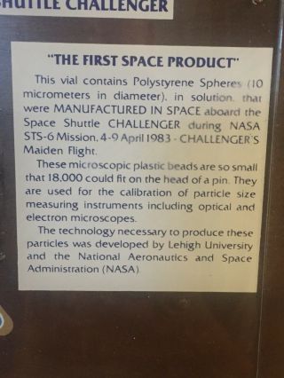NASA Apollo Space Shuttle Challenger Sts - 6 Flown Space Item 2