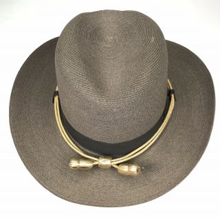 Vintage Stratton Straw Security \ Police Hat 7 1/4 - 7 3/8 Leather Strap
