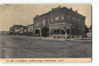 Emmetsburg Iowa Ia Postcard 1915 - 1930 West Side Of Broadway Looking South