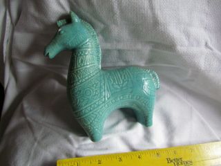 Vintage Moore Ceramic Pottery Blue Horse Figurine Mcm Danish Scandanavian