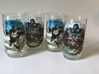 King Kong Set Of 4 1976 Vintage Drinking Glass Coca - Cola - Limited Edition