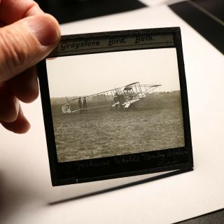 4 Grahame White Biplane Early Aviation Antique Photo Magic Lantern Slides 6973