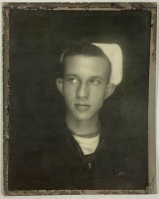 A Preoccupied Sailor Man In The Photobooth,  Gay Int,  Vintage Photo Snapshot
