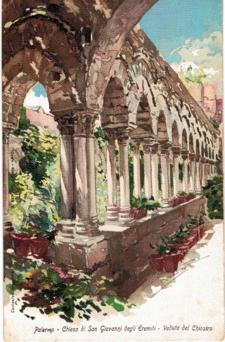Italy Palermo Chiesa San Giovanni Eremiti Church Bergami Artist 1910