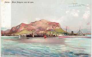 Italy Palermo Monte Pellegrino Sea Bergami Artist 1910