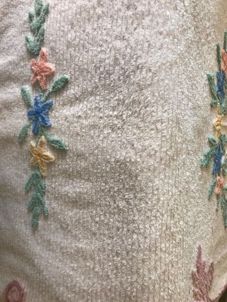 Vintage Chenille Bedspread Burst of Flowers So Pretty 98 x 90 4