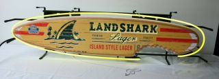 Landshark Lager Neon Surfboard Beer Sign Jimmy Buffett Margaritaville Sharkbite