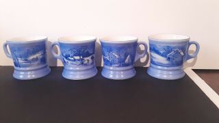 Currier And Ives Winter Scenes Coffee Mugs Set Of 4