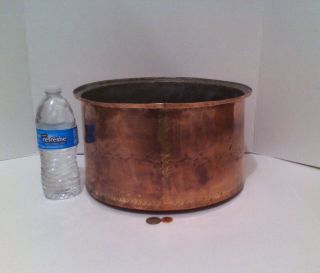 Vintage Copper Metal Large Size Pot,  Planter,  Kitchen Decor,  Shelf Display,  13 "