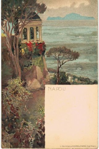 Italy Napoli Sea View Artistica Richter Hand Colored 1901