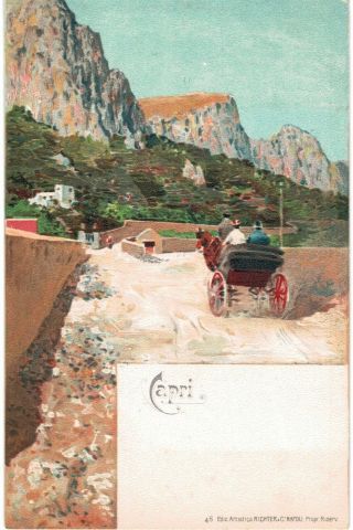 Italy Capri Carriage Approach Artistica Richter Hand Colored 1901