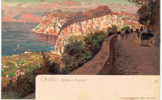 Italy Capri Strada Anacapri Artistica Richter Hand Colored 1901