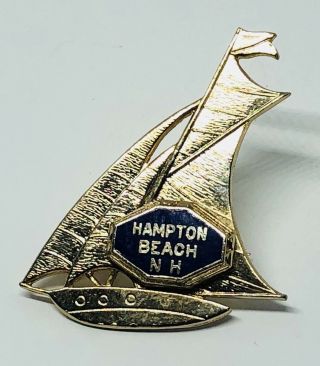 Vintage 1940’s Hampton Beach Hampshire Souvenir Sailboat Lapel Pin Sailing