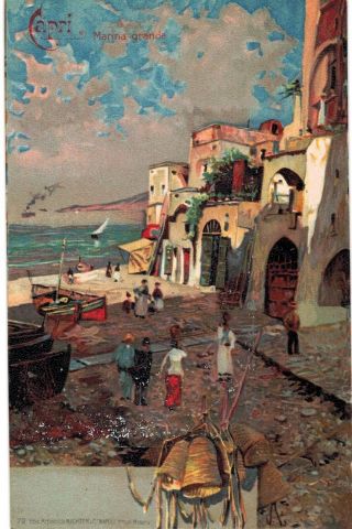 Italy Capri Marina Grande Artistica Richter Hand Colored 1901