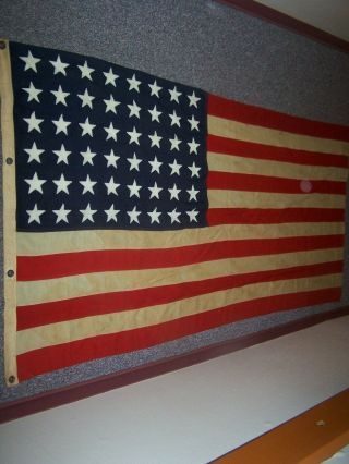 Navy 48 Star American Flag Ww2 Mare Island 1944 Ensign No.  9 U.  S.  Wool