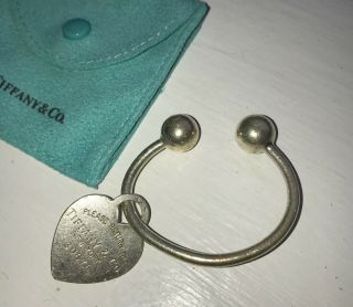 $150 Tiffany & Co.  Return To Tiffany® Heart Tag Key Ring Sterling Silver,  Pouch