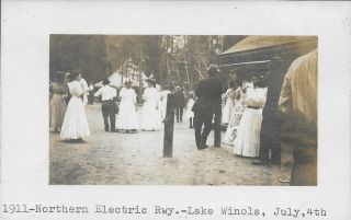 Northern Electric Rwy,  Lake Winola Pa,  July 4th Rppc Real Photo 1911 Wyoming Cty