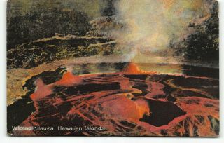 Uss Washington Ship Cancel Hawaii Volcano Postcard By H.  F.  Hill 31 Kilauea
