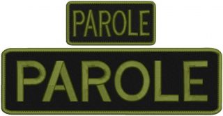 Parole Embroidery Patch 3x10 " And 2x4 Hook Od Green