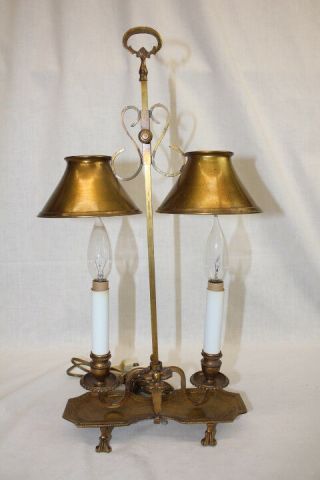 Rare Early Frederick Cooper Double Bouillotte Brass Candlestick Student Lamp