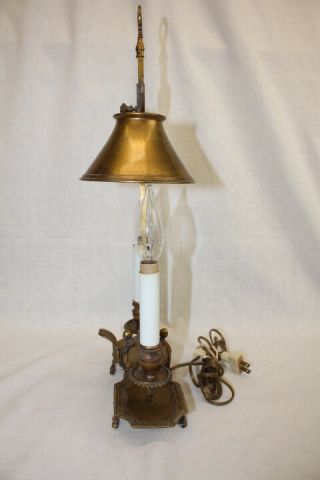 Rare Early Frederick Cooper Double Bouillotte Brass Candlestick Student Lamp 2