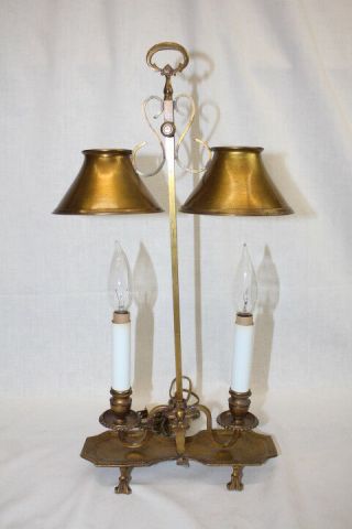 Rare Early Frederick Cooper Double Bouillotte Brass Candlestick Student Lamp 8