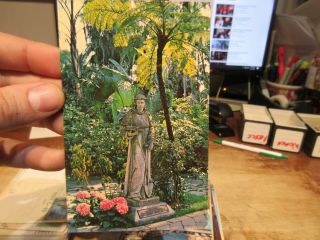 Vintage Old Postcard Florida Cypress Gardens Saint St Fiacre Statue Hermit Man