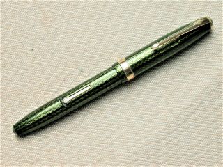 Conway Stewart 76 Fountain Pen In Green Pearl Herringbone.