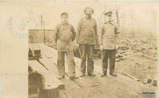 1907 La Center Washington Worker Smoking Pipes Rppc Real Photo Postcard 2127