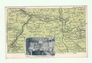 1905 Map Postcard Of Library Abbotsford Walker Geographical Series Scotland