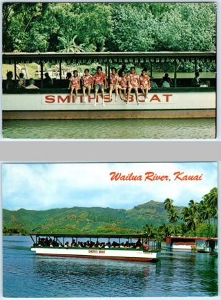 2 Postcards Wailua River,  Kauai Hawaii Hi Smith 
