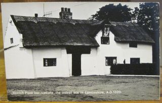 Rppc Postcard Lydiate Scotch Piper Inn Oldest Pub Lancashire England B Hunter Rp